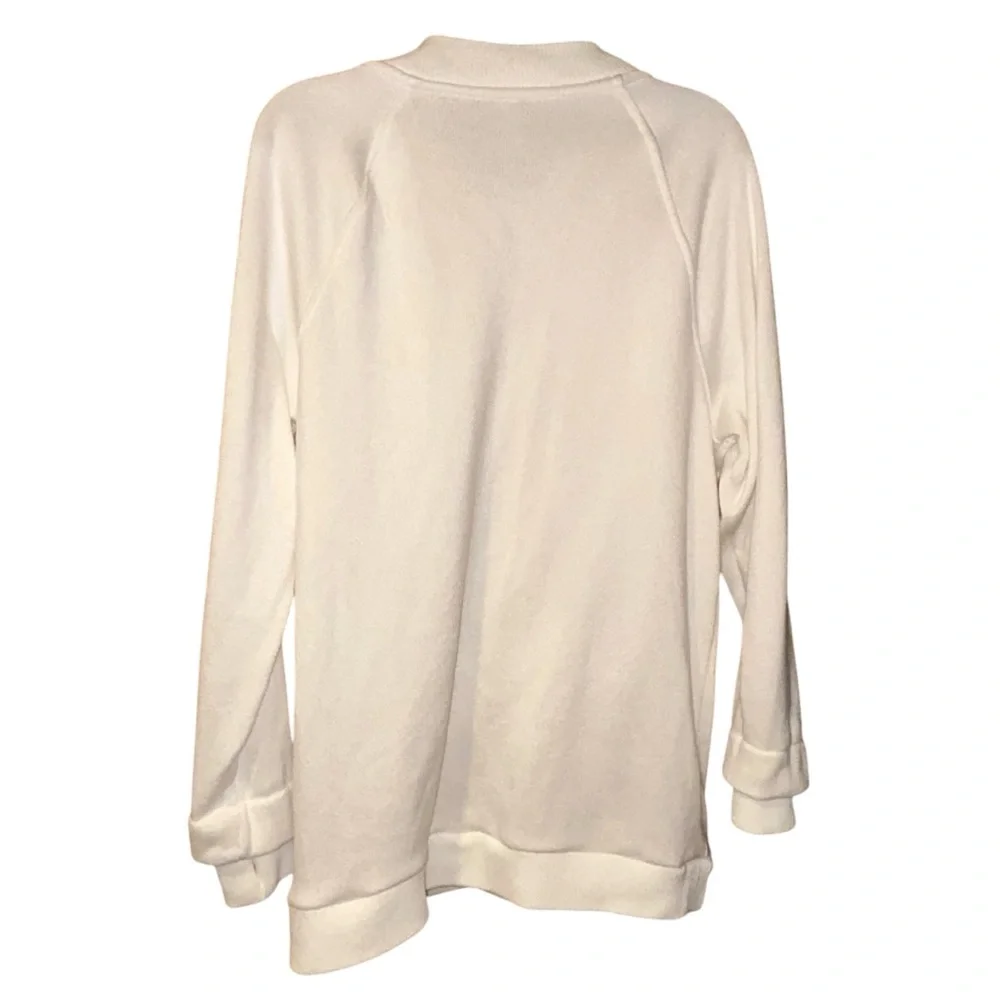 Fabletics Womens White Lounge Knit Bomber Jacket Shacket XXL Soft Athleisure‎